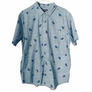 Hurley Men’s One and Only Stretch Hawaiian Print Shirt Blue Size Large NWOT